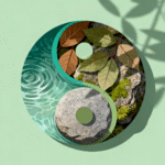 ying yang symbol with natural elements